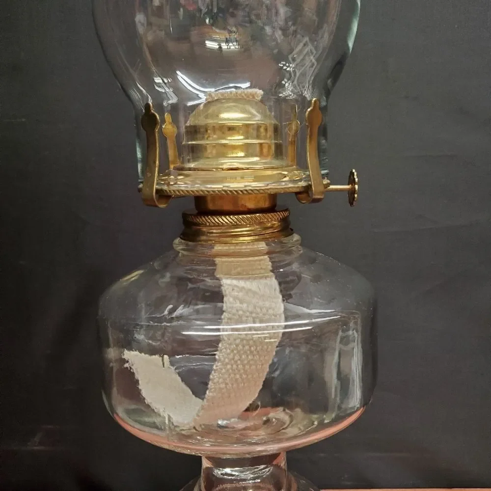 Vintage Lamplight Farms Clear Glass Hurricane Oil Lamp New Wick